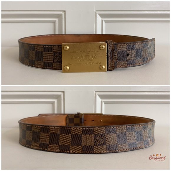Authentic Louis Vuitton Damier Ebene Coated Canvas Leather Inventeur Belt 85/34 - Picture 5 of 13